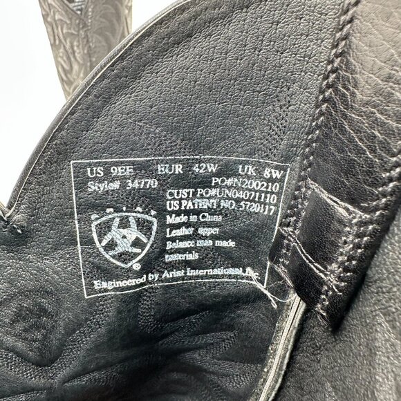 Ariat Heritage Men Size 9EE 34770 Black Leather Pull On Western Cowboy Boot - Picture 11 of 12